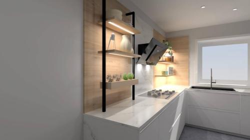 18. Realizzazione progetto cucina gres chiaro 3D